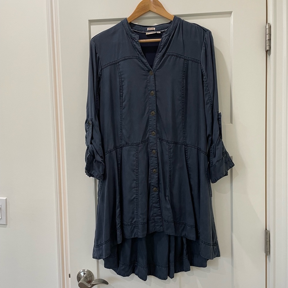 ANTHROPOLOGIE Blue high low dress with pockets Size M